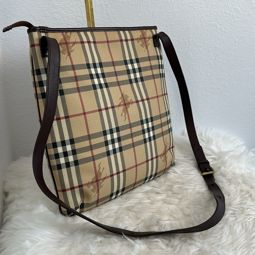 💯Authentic Burberry Beige and Brown Plaid Messenger Bag🍀 - Picture 9 of 17